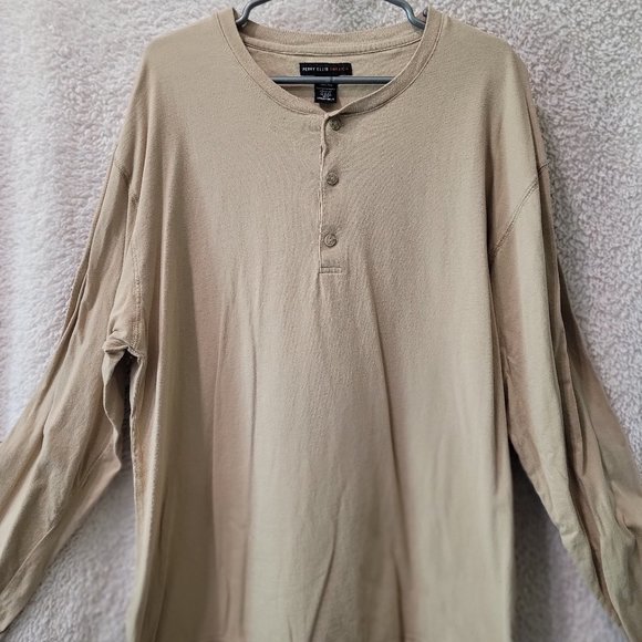 Perry Ellis - Long Sleeved Tan Button up Shirt - Large - Picture 1 of 3